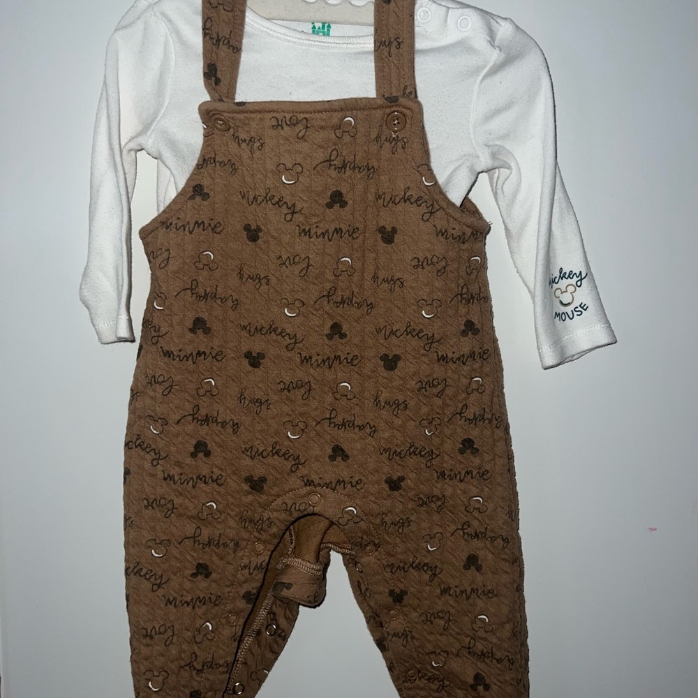 Mickey overalls with White Long Sleeve Shirt